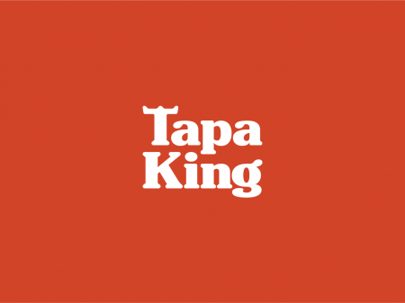 The new Tapa King logo, stacked in two lines designed by Bluethumb